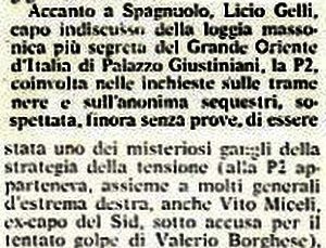 il ritaglio deI settimanale Panorama del 14/01/1977